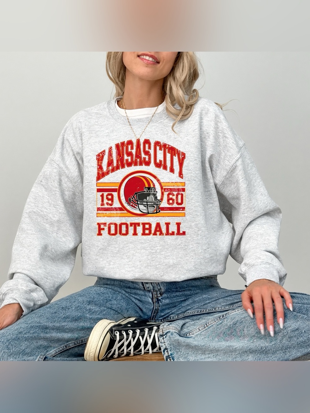 Vintage Kansas City Chiefs Sweatshirt, Game Day Sports Football Graphic Tee